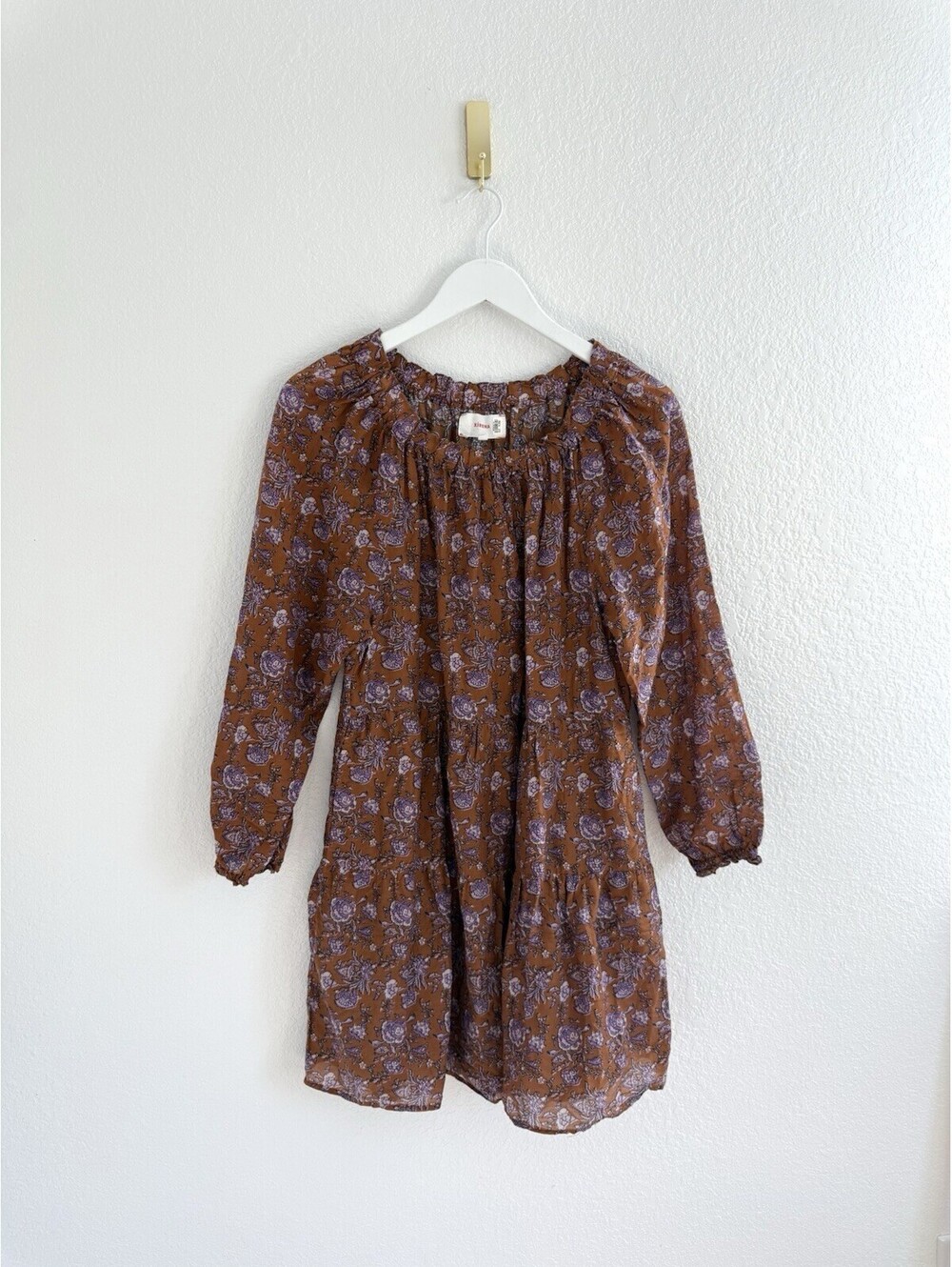 Xirena Women’s Small Golden Clover Floral Fall Neutral Lea Mini Dress